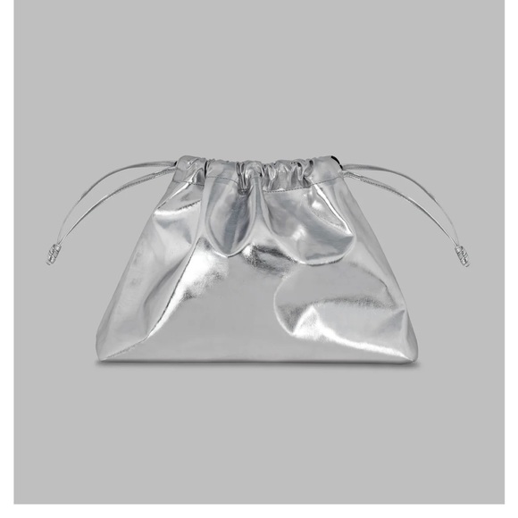 The Frankie Shop Handbags - MORGAN FAUX LEATHER SMALL POUCH - SILVER